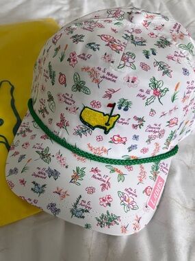 Masters 2026 Ladies White Floral Masters-Style Golf Cap with Green Trim - NWT